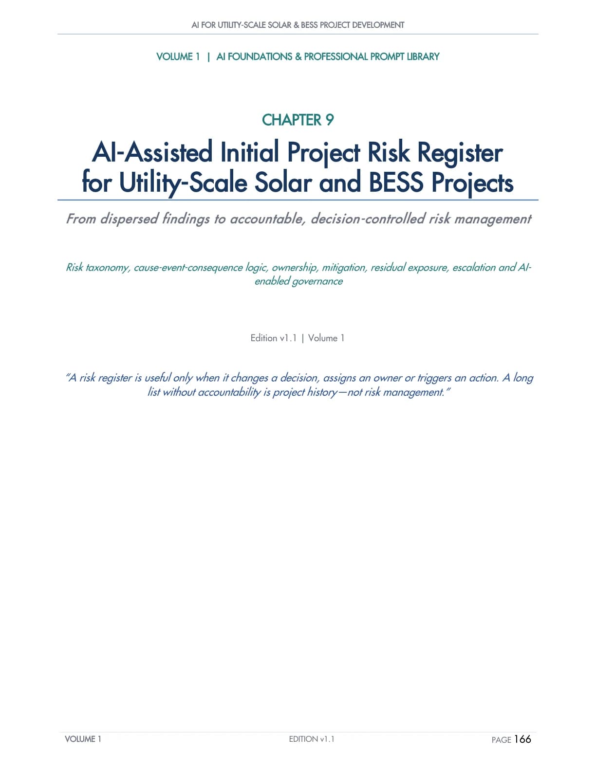 Initial project risk register chapter