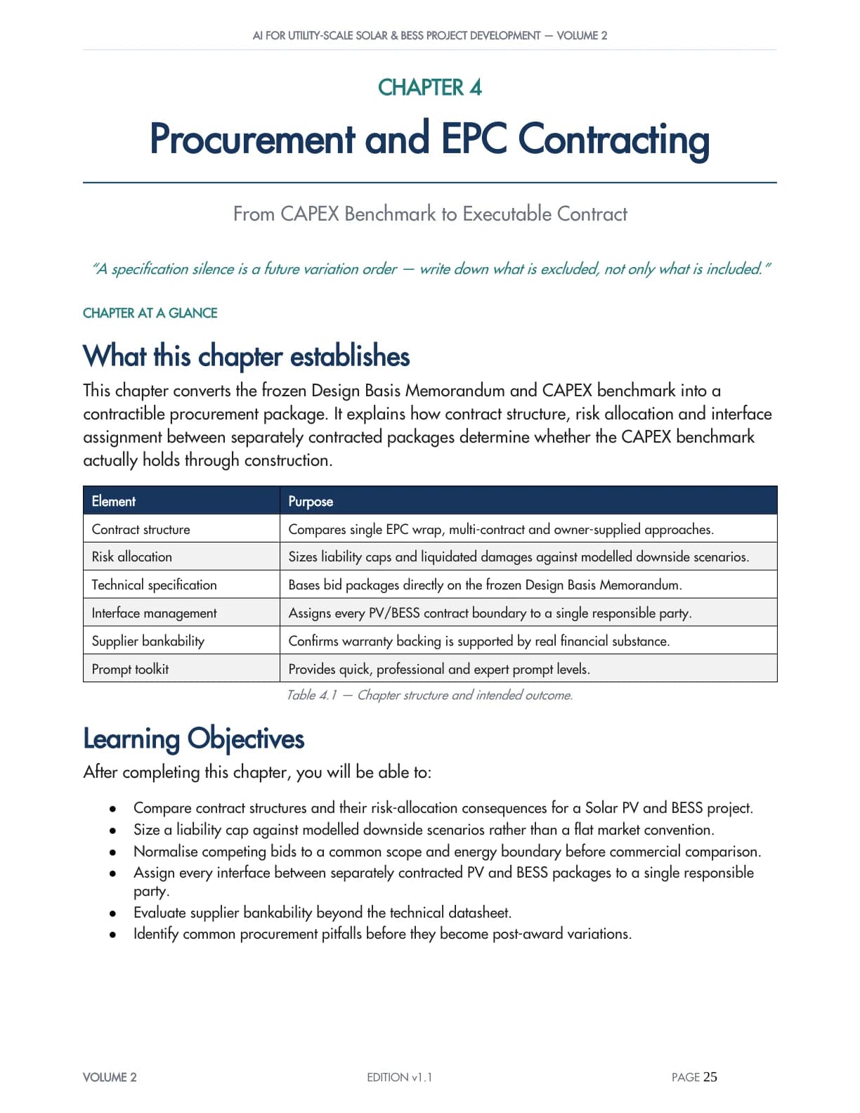 Volume 2 procurement and EPC contracting chapter
